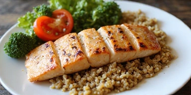 Imagen de un plato de comida saludable con verduras frescas.